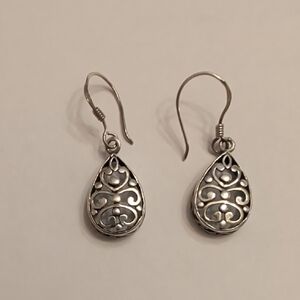 Vintage Silver Filigree Teardrop Earrings